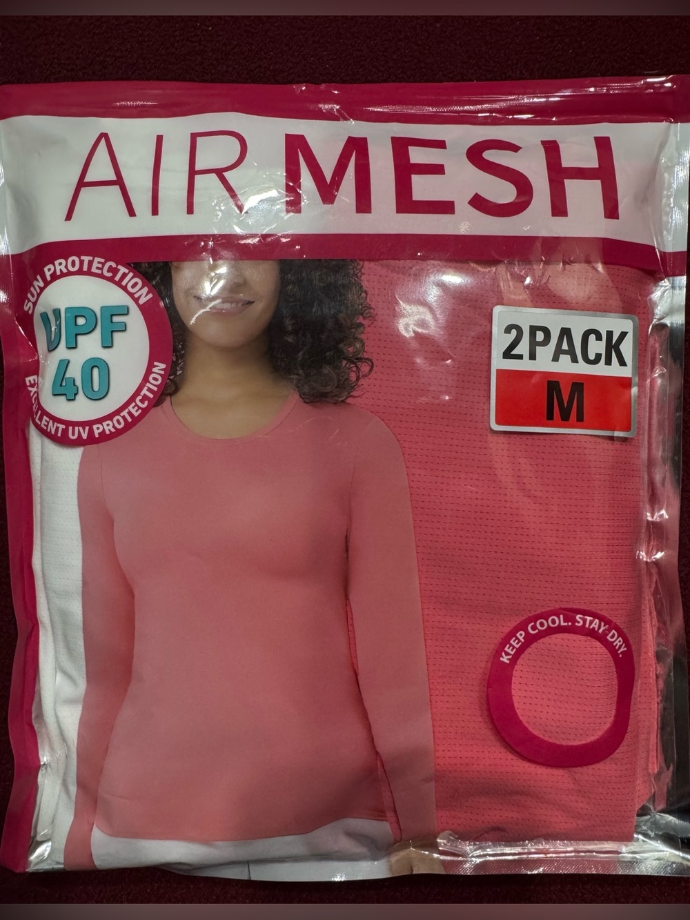 32 Degrees Cool Women’s Air Mesh Long Sleeve Crew Neck White and Pink Size M - Picture 2 of 4